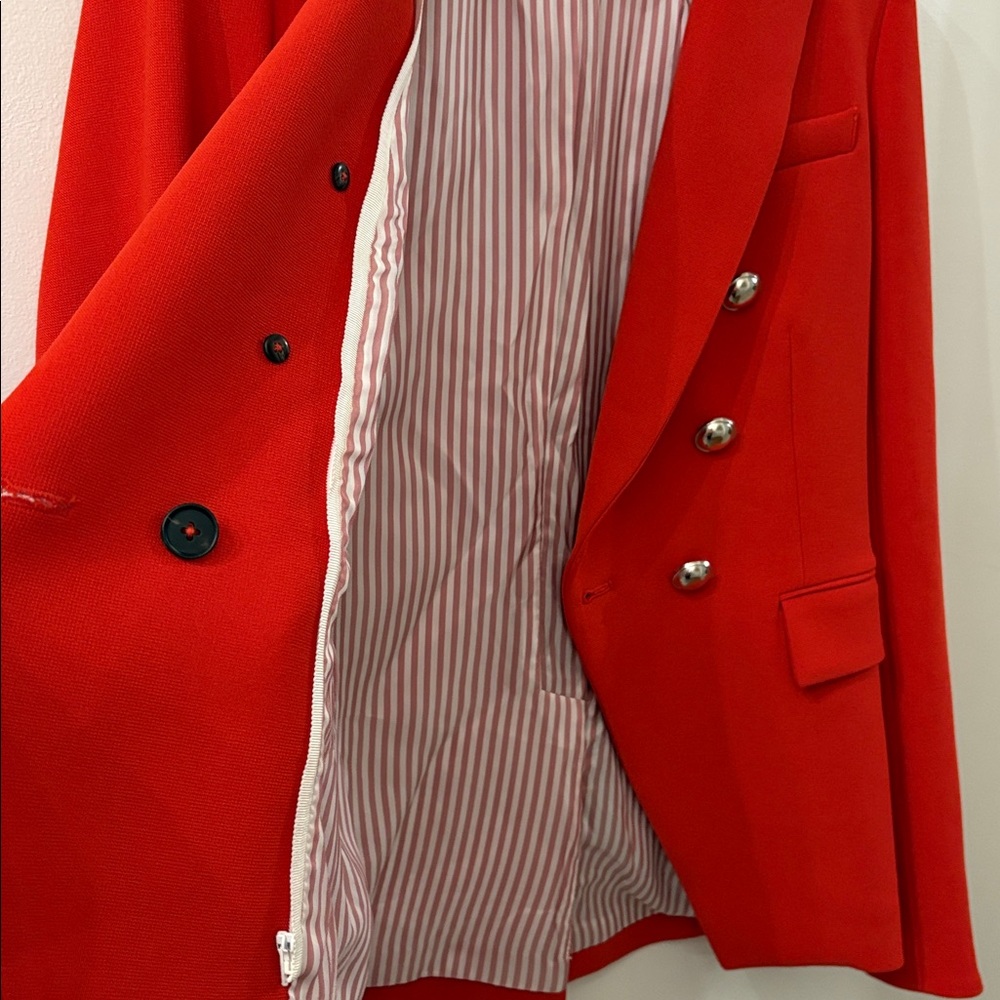 Veronica Beard orange Double-Breasted Blazer - size 8 - silver buttons - Picture 7 of 9